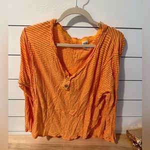 We The Free orange striped long sleeved float tee